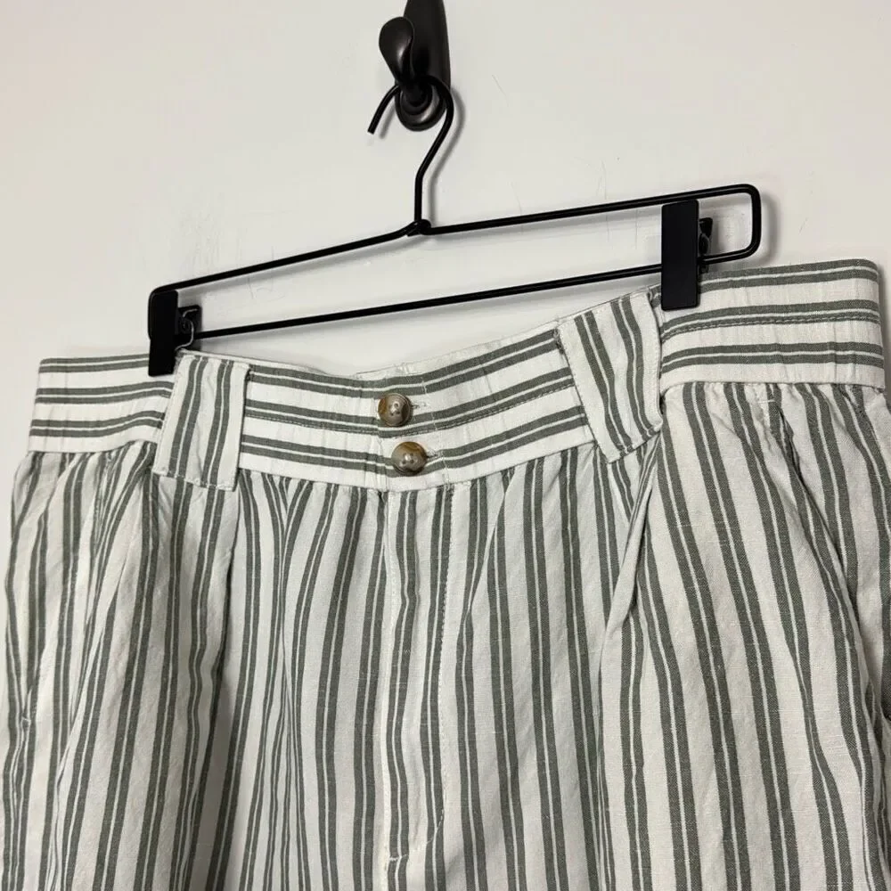 Madewell Linen-Blend Curved-Hem Shorts in Stripe 2X
